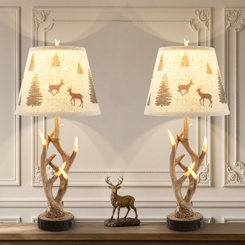 26" Antler Table Lamp with 4 Lighted Tips