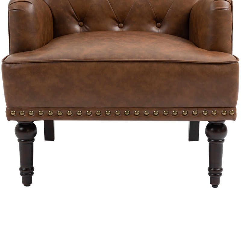 Fauteuil Enoks, Similicuir brun, Noir