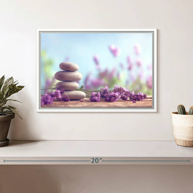 Lavande zen, Cadre flottant blanc, 13 po x 9 po