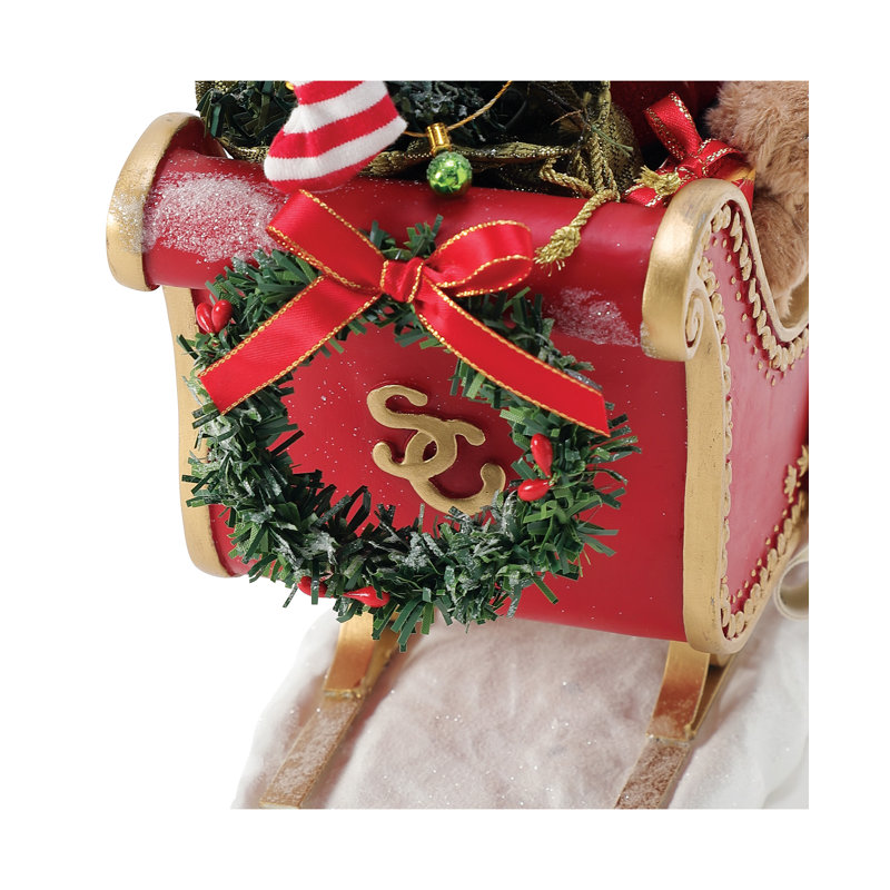 Figurine possible de rêves de Noël avec traîneau enneigé père Noël et renne 15 pouces