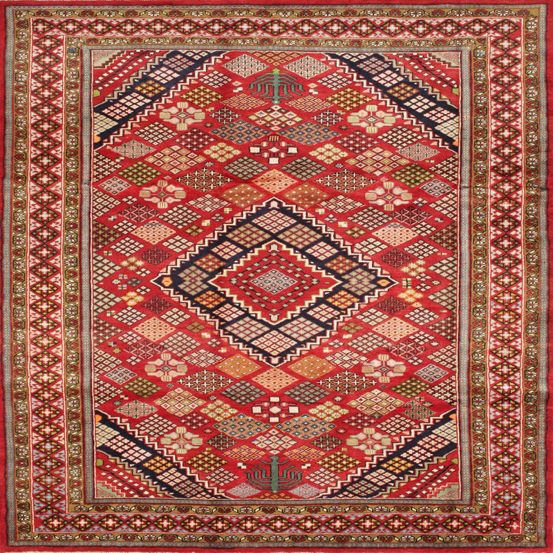Tapis à motif oriental rouge / brun, Rond 8 pi