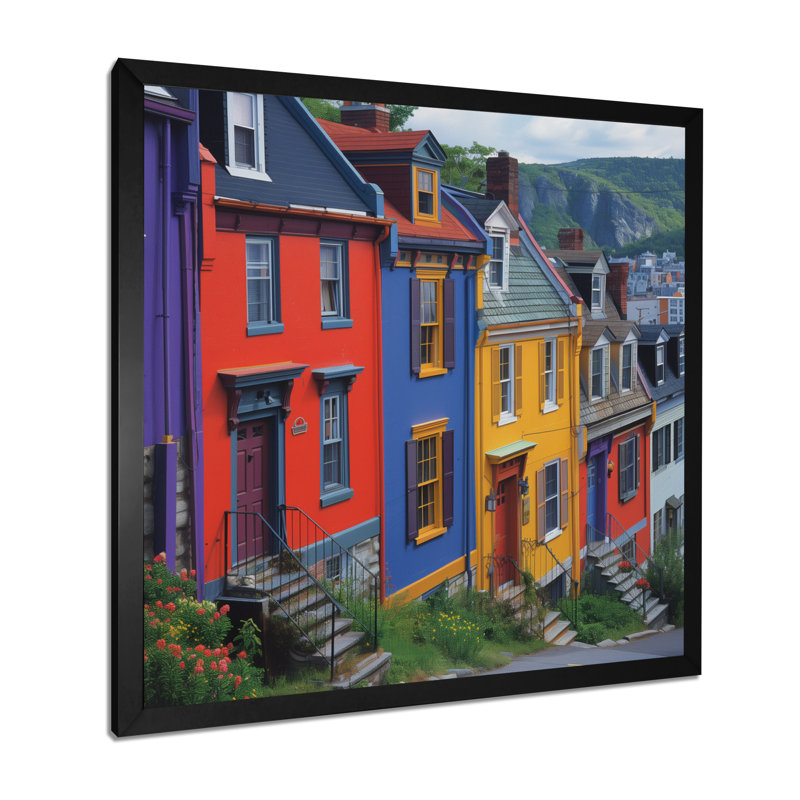 Canada Canada, maisons en rangée à St John en été I - Canada décoration murale, H 30 po x l 30 po x P 1 po