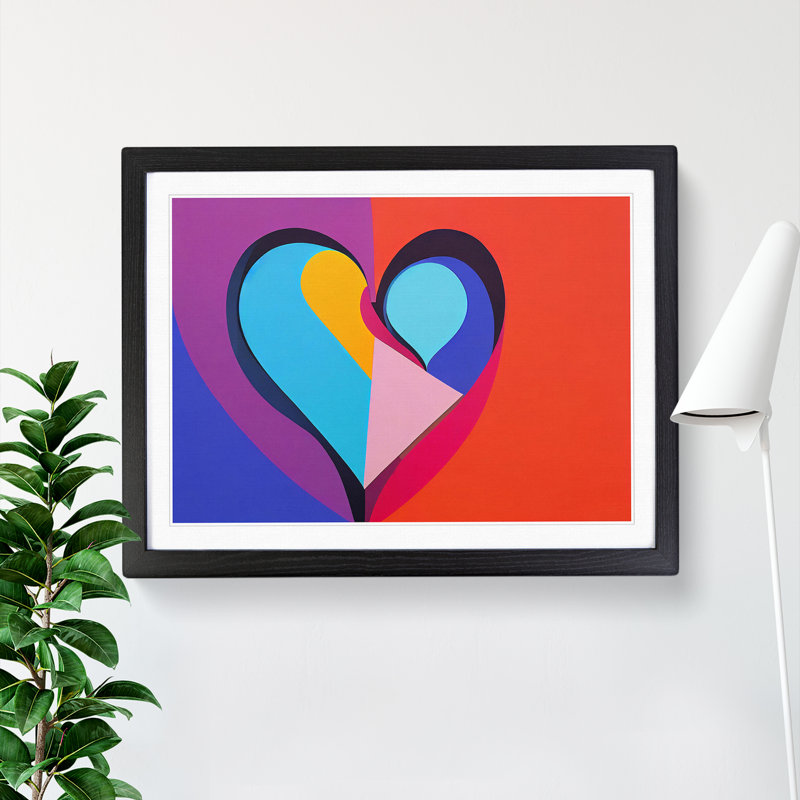 Abstract Art Love Heart Vol.4 - Single Picture Frame Painting, Black, 34cm H x 46cm W x 2cm D
