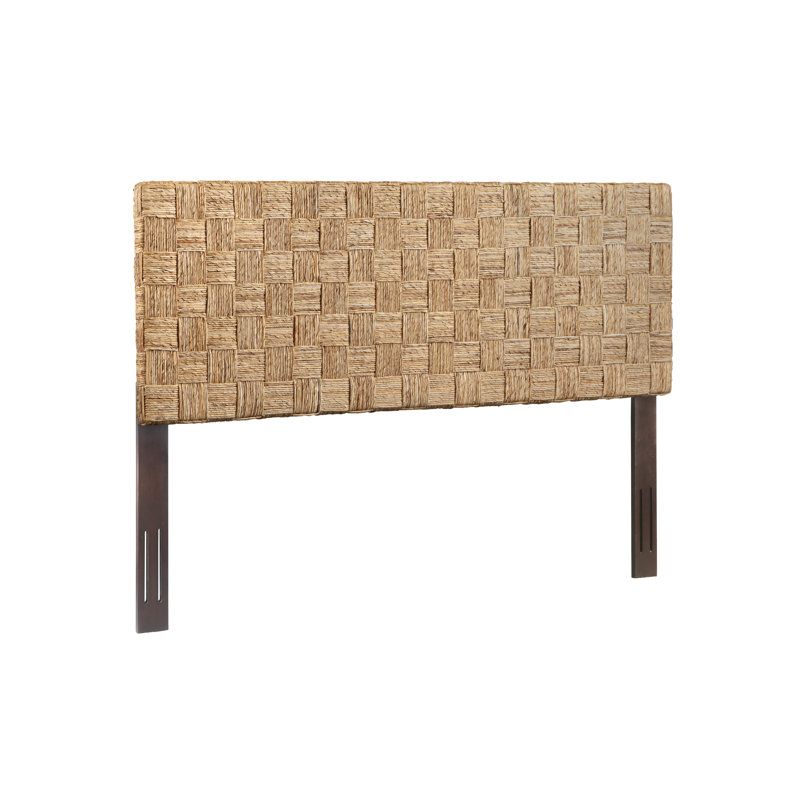 Woven Rattan Adjustable-Height Headboard With Solid Mahogany Frame, King
