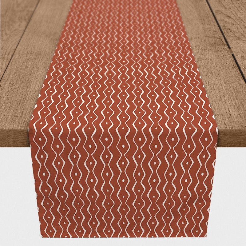 Koziol Geometric Table Runner, 90" L x 16" W, Rust, Chevron