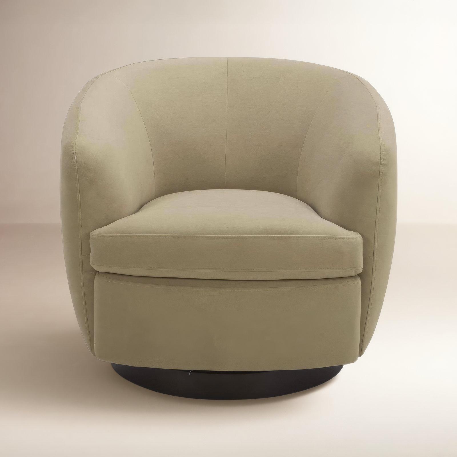 Marcy Upholstered Swivel Barrel Chair, Vesper Sand Velvet