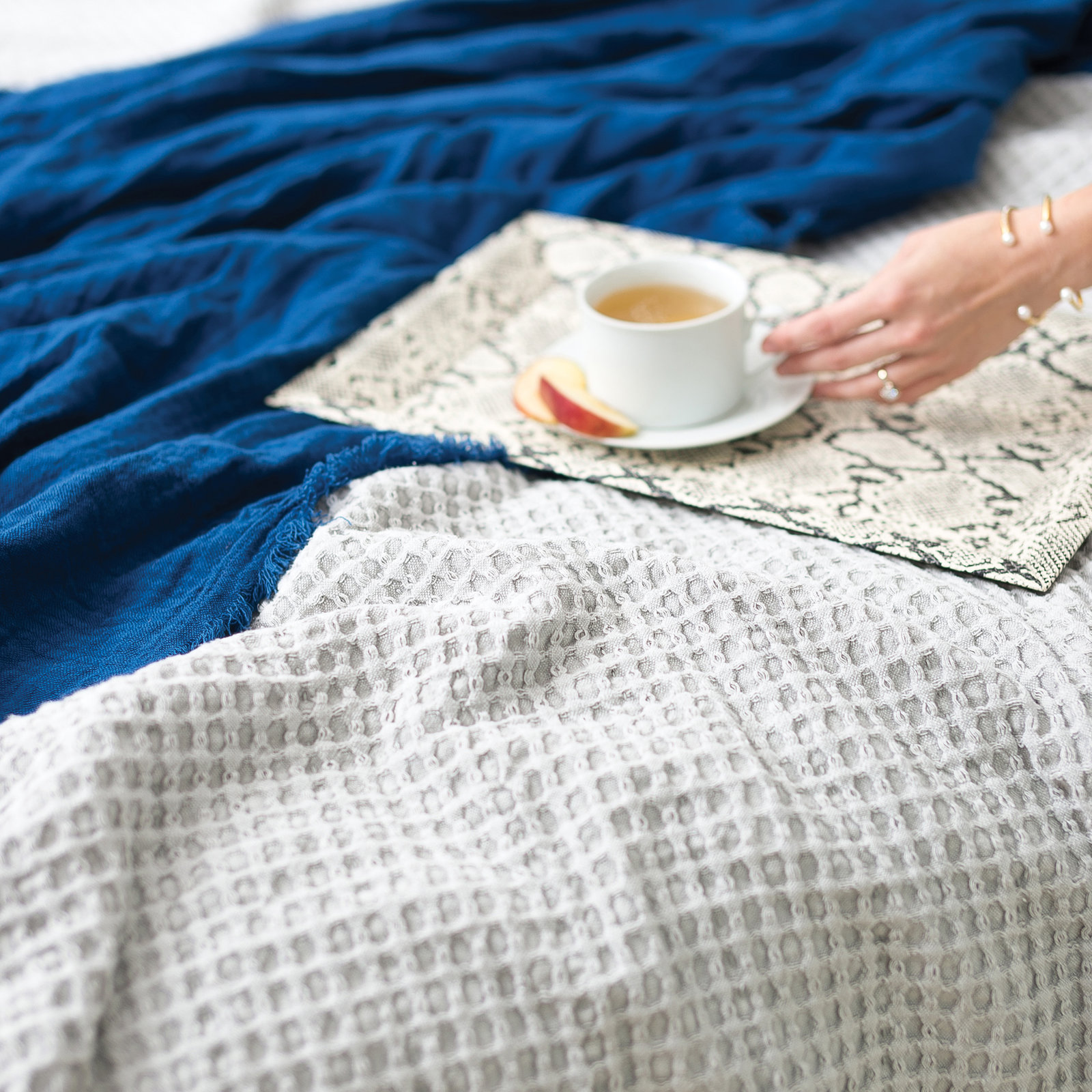 Cotton Waffle Pearl Grey Coverlet, Queen Coverlet
