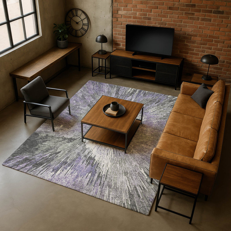 Premium Machine Washable Mayfield AMF2283 Abstract Rug, 10' x 14', Lavender