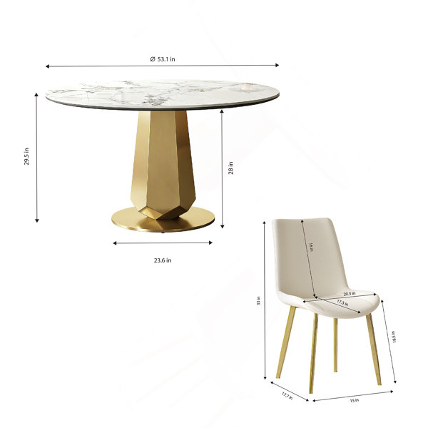 Mercer41 53 Inch Luxury Round Dining Table With Sintered Stone Top ...