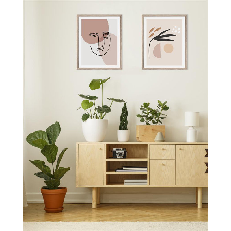 Face Abstract Scandi - Single Picture Frame Print, Matt White, 136.652 cm H x 111.252 cm W