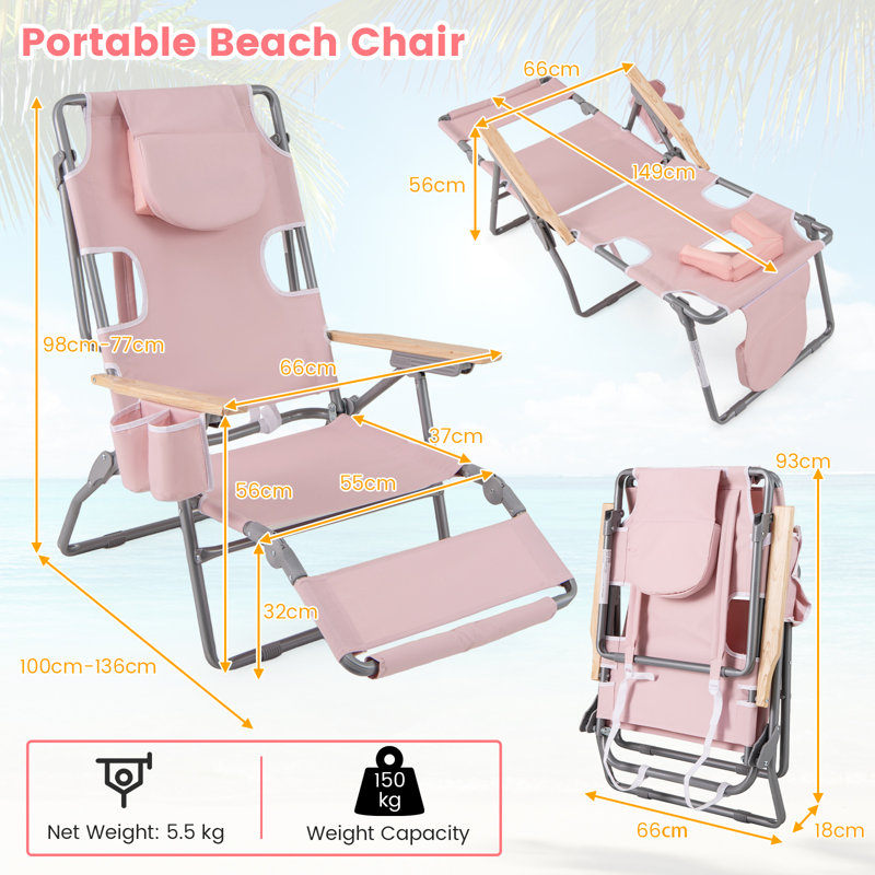 Folding Recliner Chair, Beige