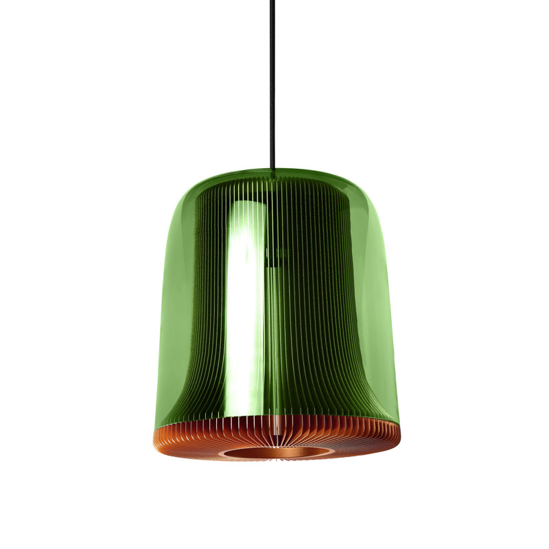 Dub 1 - Light Pendant, Green Glass/Copper, 12.9" H x 11" W x 11" D