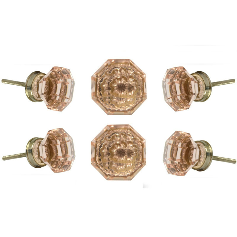 Kember Oversized 1.6" Length Geometric Knob Multipack, Pink/Silver
