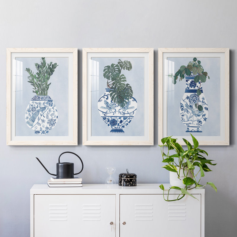 Vase au clair de lune I encadré mat - prêt à accrocher, H 31,5 po x l 43,5 po x P 1 po, Blanc