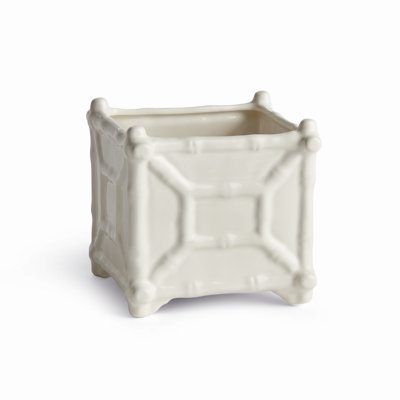 Bambuserie White Chinoiserie Bamboo-Detail Ceramic Cachepot Small
