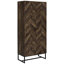 Armoire d'appoint autoportante à 8 tablettes, conception à chevrons, finition chêne rustique pour une atmosphère chaleureuse et accueillante avec portes, structure en bois d'ingénierie, style dans les espaces de vie