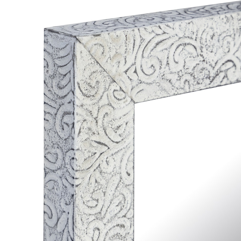 Grand miroir gris antique en fer gris, 14,25 po x 12,5 po