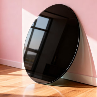 Round Black Tempered Glass Table Top, 2/5 Inch Thick Beveled Polished Edge