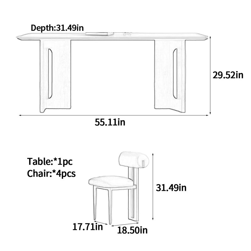Table de salle à manger Travertine Rock, H 29,52 po x L 55,11 po x l 31,49 po