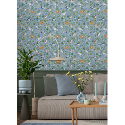 Must Love Cats Blue Peel and Stick Wallpaper