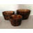 Set of Three Natural Wood Indoor Outdoor Round Pot Planters-124828247