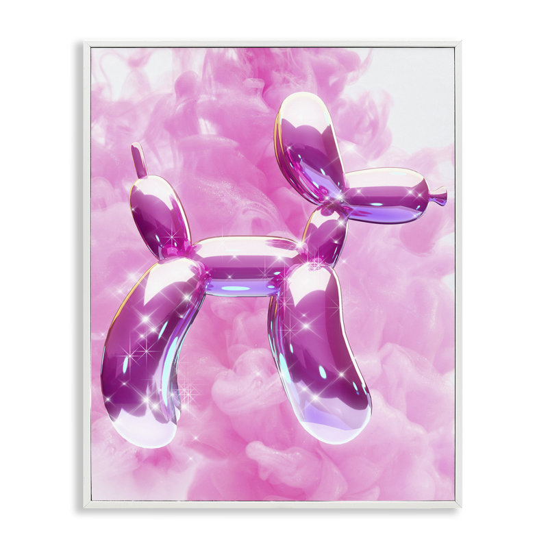 «Glitzy Balloon Dog», estampe numérique par Ziwei Li, Estampe numérique encadrée blanc bord de mer, H 30 po x l 24 po