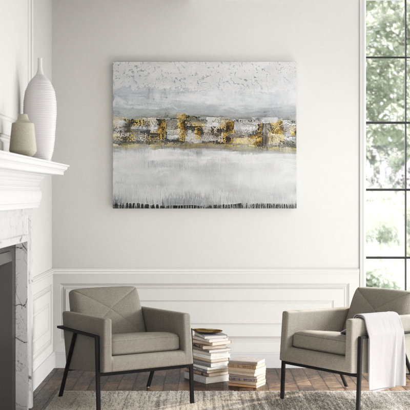 Linear Filagree Painting by Jennifer Hollack Raboin, 40" H x 50" W x 2" D, Stretched Canvas