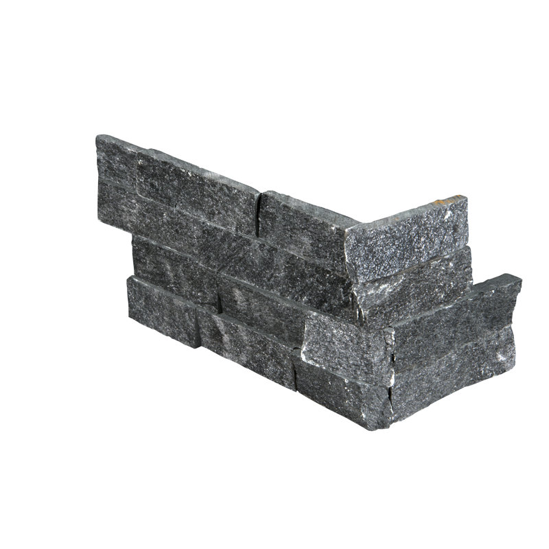 Stonecrest 6 in. x 18 in. Split Face Natural Stone Ledger Corner Wall Tile, Charcoal Ridge