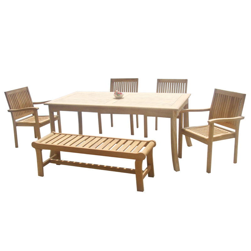 Leveb Outdoor 6 - Piece Teak Dining Set