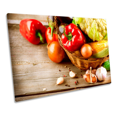 Kitchen Fresh Vegetables Cafe - Wrapped Canvas Art Prints
