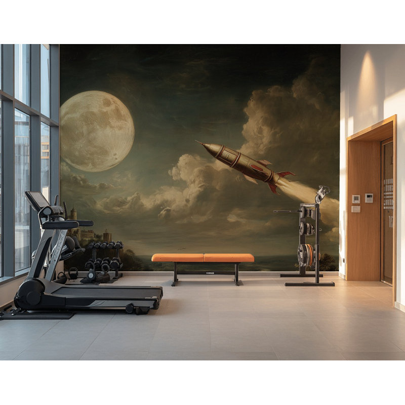 Papier peint mural de fusée lune, 100 po x 96 po, Peler et coller