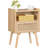 Cane Accent Bedside End Table With Solid Wood Legs For Bedroom, Dorm And Small Spaces