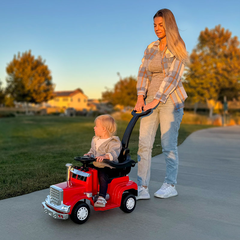 Red 3-in-1 Toddler Push Car with Handle and Music