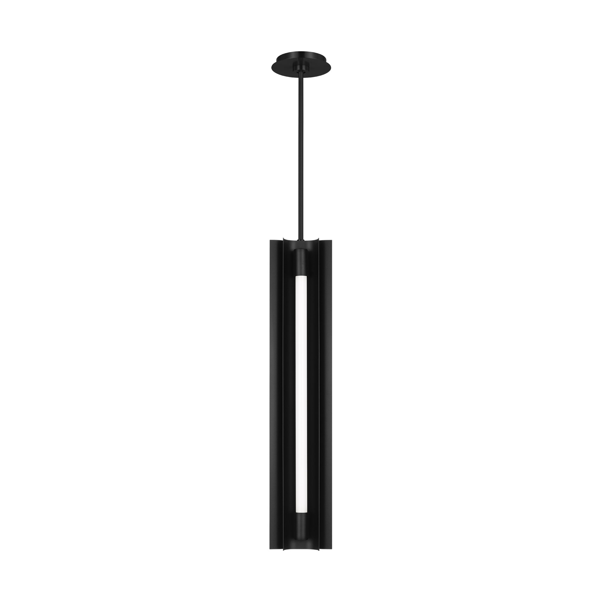 Acrylic Steel Dimmable LED Pendant, Midnight Black, 4, 28" H x 5.38" W x 5.38" D