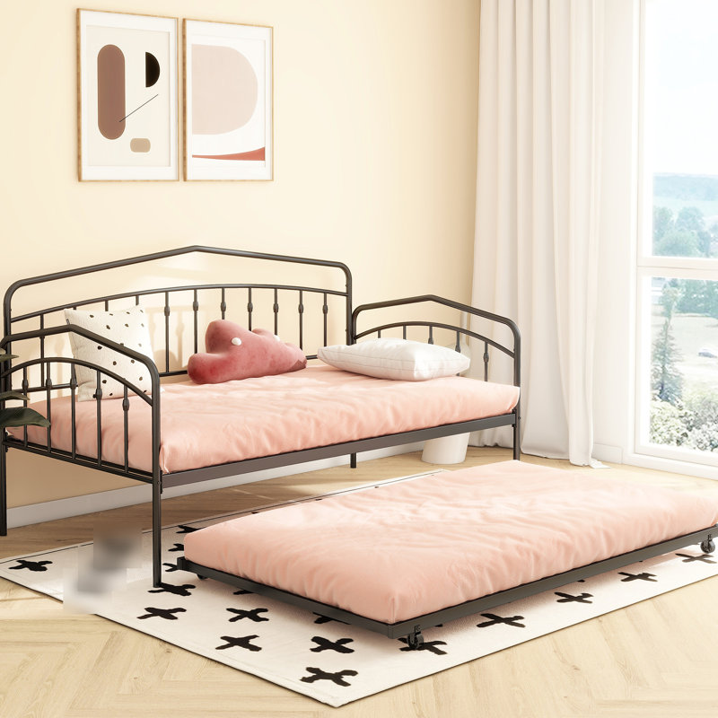 Lit de jour simple avec couchette, métal noir, Regal
