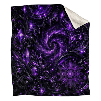 Purple Fractal Swirl Blankets