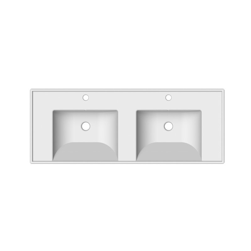 Scarabeo By Nameeks ML 18.5'' White/Chrome Ceramic Rectangular Bathroom Sink with Overflow, Double