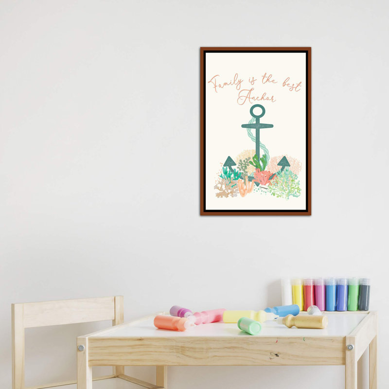 «Coastal Breeze II» par Jennifer Ellory - reproduction d'art textuel, Pas de tapis, Toile avec cadre en bois classique