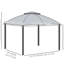 Auvent de jardin 10 'x 12', gris, structure en acier massif, double toit ventilé et parois latérales en filet à fermeture à glissière pour abri de jardin pour activités extérieures, zone de confort