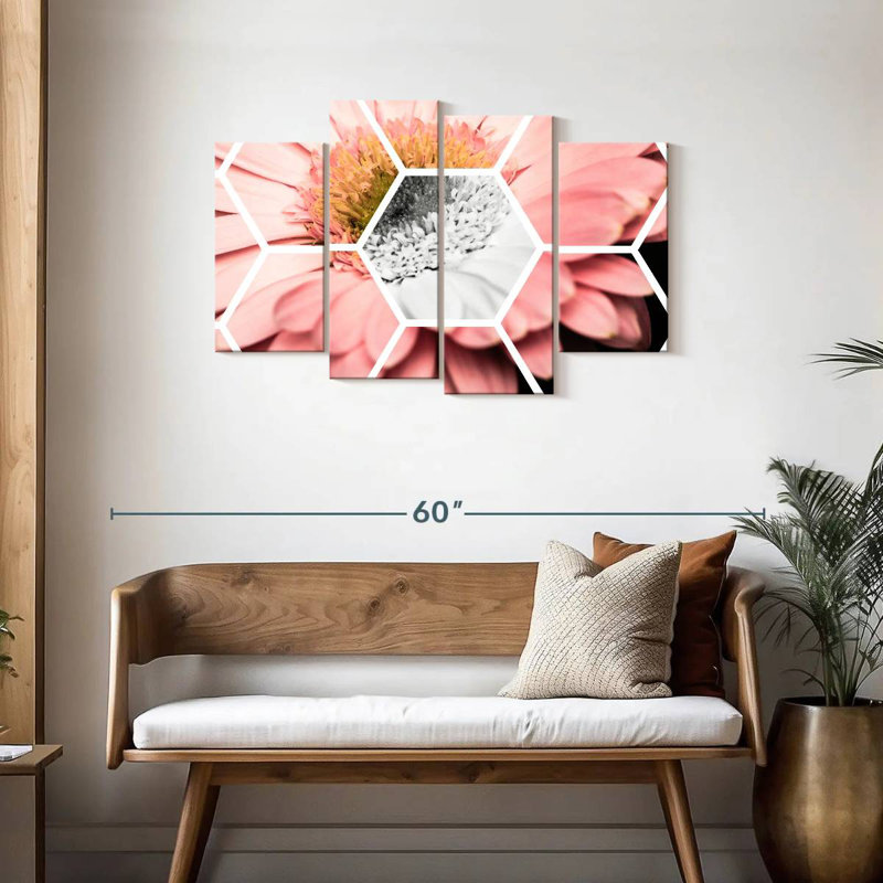 Harberk rose Gerbera hexagone, H 27 po x l 43 po