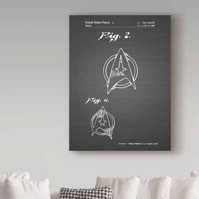 Manilo 'Star Trek Star Fleet Insignia' Drawing Print on Wrapped Canvas