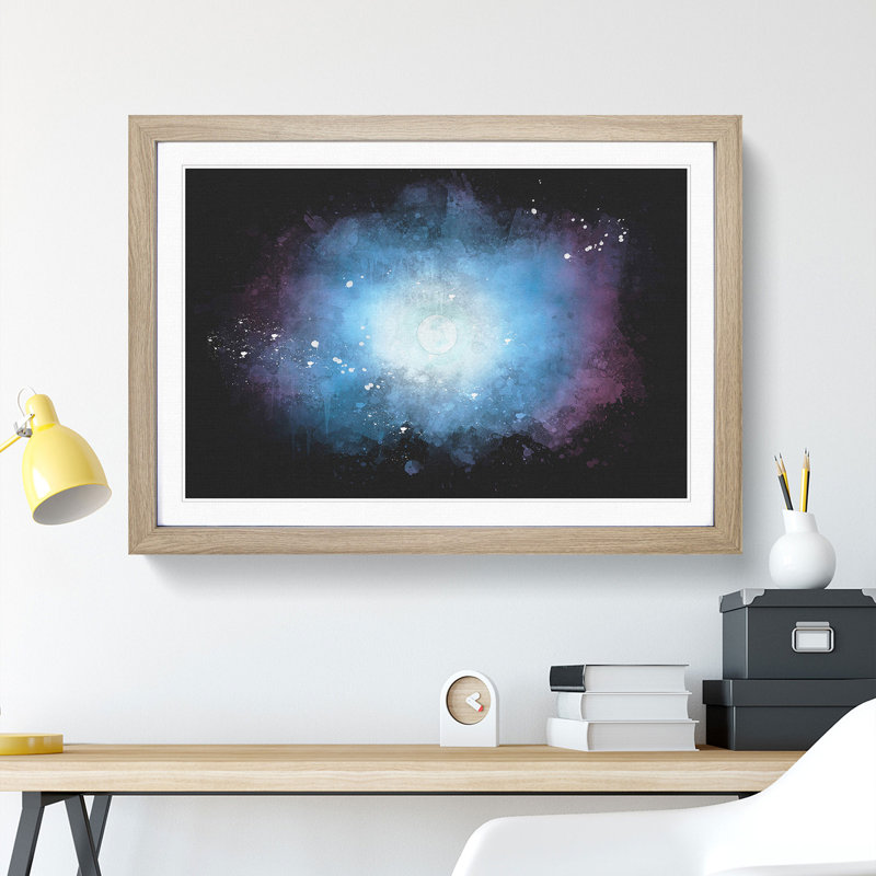 Moon in the Sky - Picture Frame Graphic Art Print, 62cm H x 87cm W x 2cm D, Oak Framed