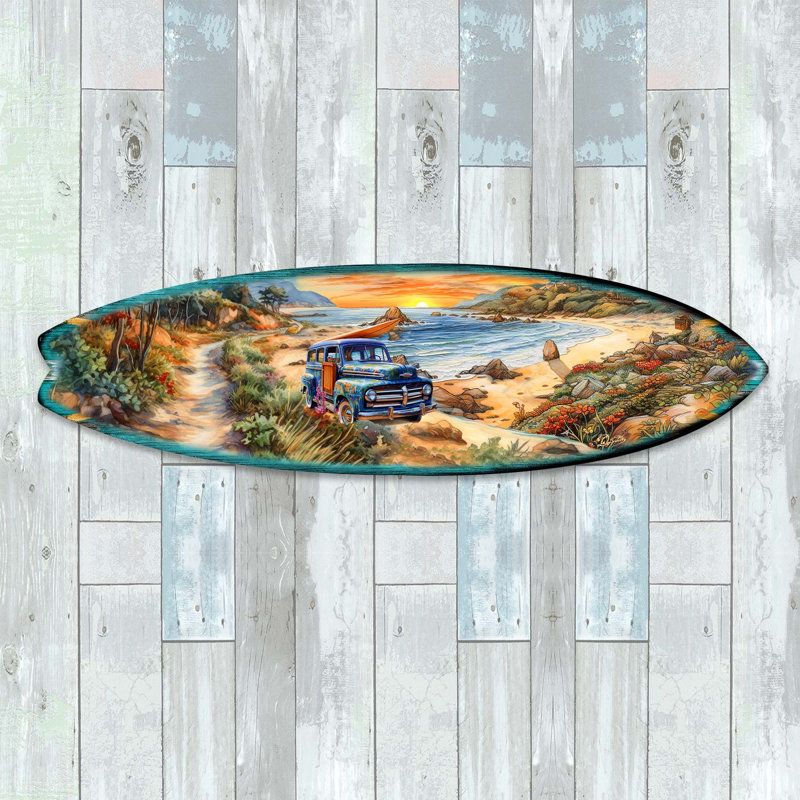 Décoration murale planche de surf, H 17 po x l 60 po x P 1 po