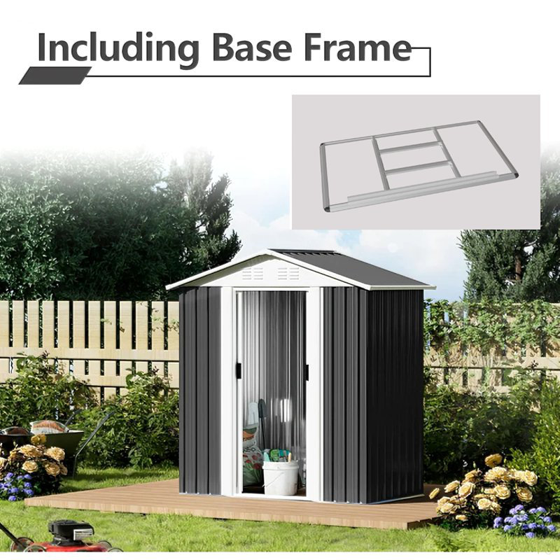 5X3 Feet Outdoor Storage Shed With Aluminum Alloy Frame With Base