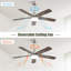 Ventilateur de plafond de 42 pouces avec éclairage pour chambre à coucher, salon - télécommande, fonction à DEL 3 couleurs à intensité variable et mémoire, moteur à courant continu réversible, minuterie 1/4 h