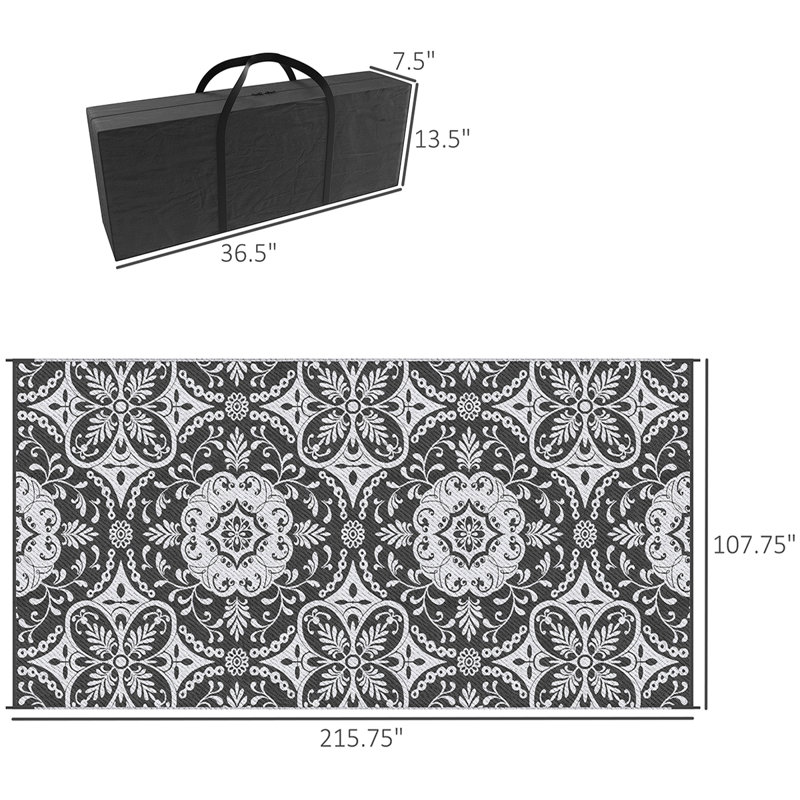 Reversible Waterproof Outdoor Rug - Portable RV Camping Mat With Carry Bag