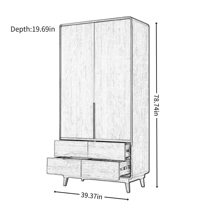 Armoire moderne et simple en bois massif