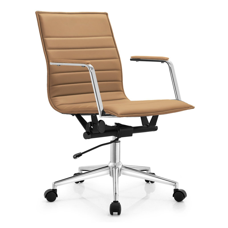 Lindholm Mid Century Modern Contemporary Ergonomic Office Chair Modern Wide With Wheels Pads Faux Leather Swivel Adjustable Executive Pads Seat