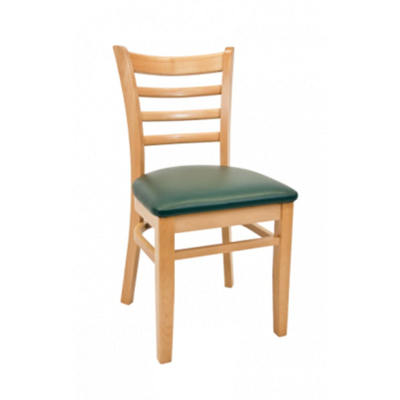 Ladder Back Side Chair, Green, Natural
