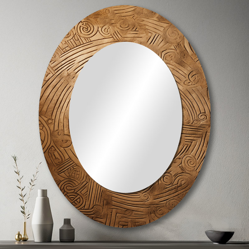 Gold Maze - Miroir mural beige bohème, 43 po x 33 po